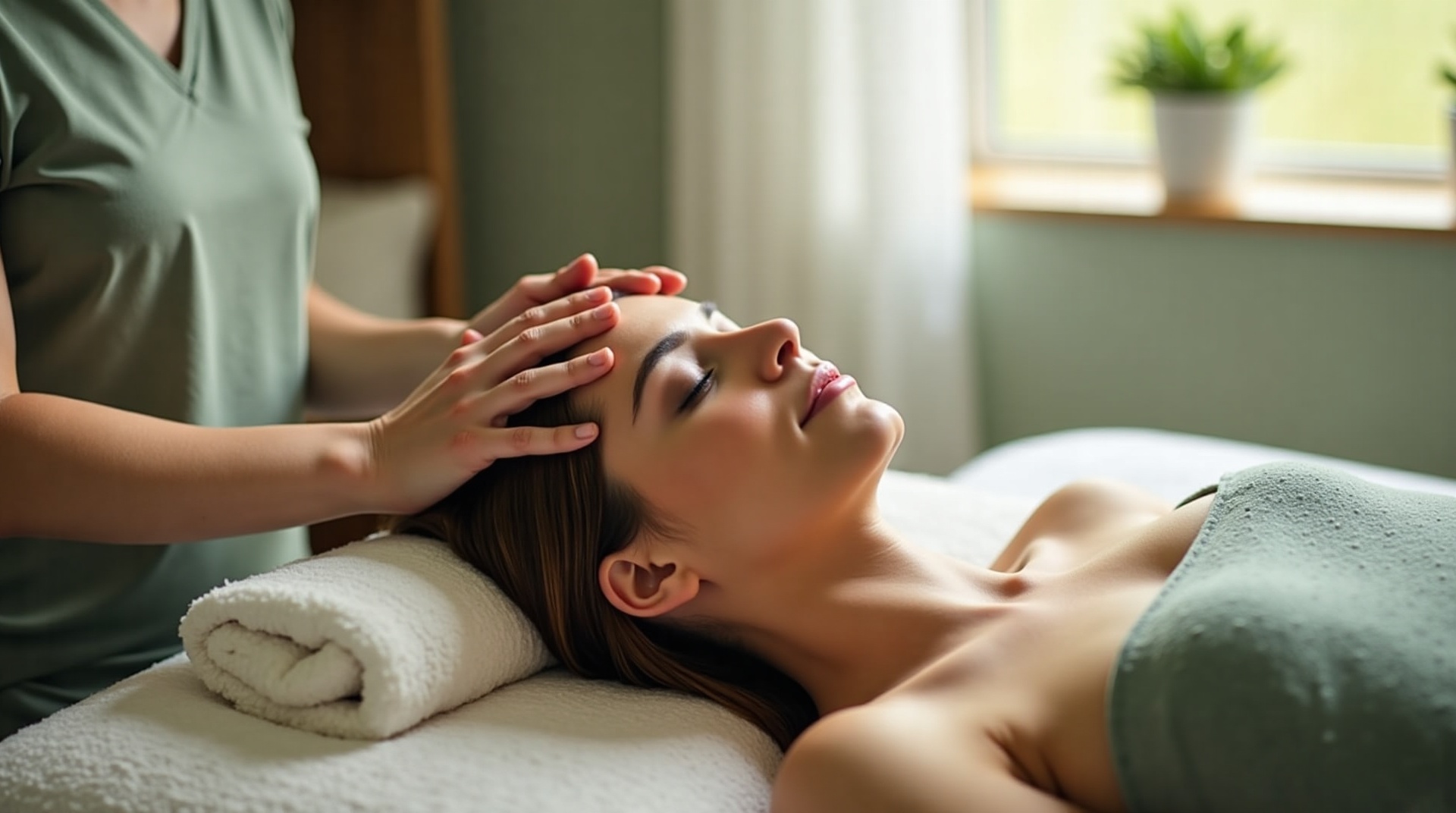 Lee's hands holding a client's head in a precise, gentle cranial contact